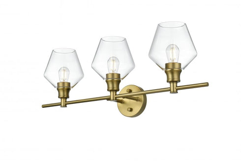 Elegant Lighting 3 Light Gene 3 Light in Satin Gold and Clear Glass Wall Sconce Model: LD2316SG