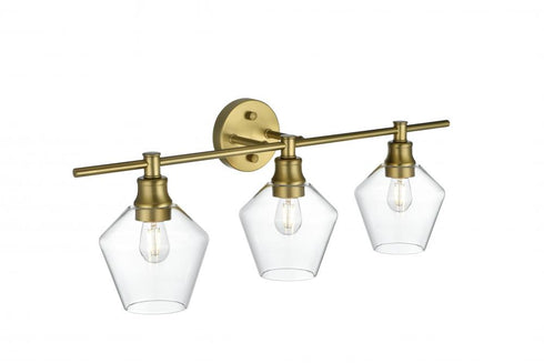 Elegant Lighting 3 Light Gene 3 Light in Satin Gold and Clear Glass Wall Sconce Model: LD2316SG