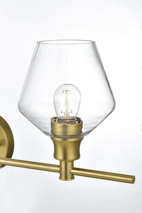 Elegant Lighting 3 Light Gene 3 Light in Satin Gold and Clear Glass Wall Sconce Model: LD2316SG