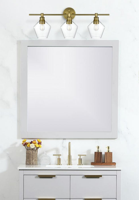 Elegant Lighting 3 Light Gene 3 Light in Satin Gold and Clear Glass Wall Sconce Model: LD2316SG