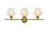 Elegant Lighting 3 Light Gene 3 Light in Satin Gold and Frosted White Glass Wall Sconce Model: LD2317SG