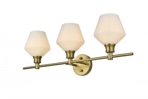 Elegant Lighting 3 Light Gene 3 Light in Satin Gold and Frosted White Glass Wall Sconce Model: LD2317SG