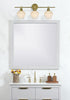 Elegant Lighting 3 Light Gene 3 Light in Satin Gold and Frosted White Glass Wall Sconce Model: LD2317SG