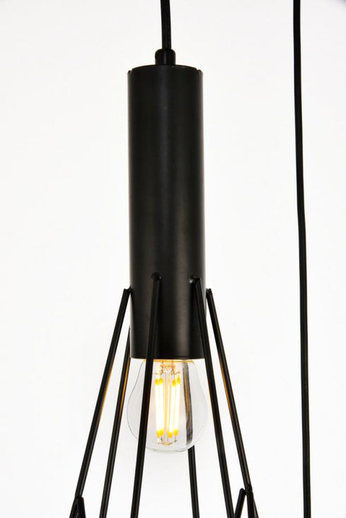 Elegant Lighting 3 Light Jago Collection Pendant D16.0 H30.4 Lt:3 in Black Finish Model: LDPD2108