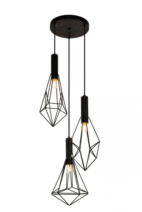 Elegant Lighting 3 Light Jago Collection Pendant D16.0 H30.4 Lt:3 in Black Finish Model: LDPD2108