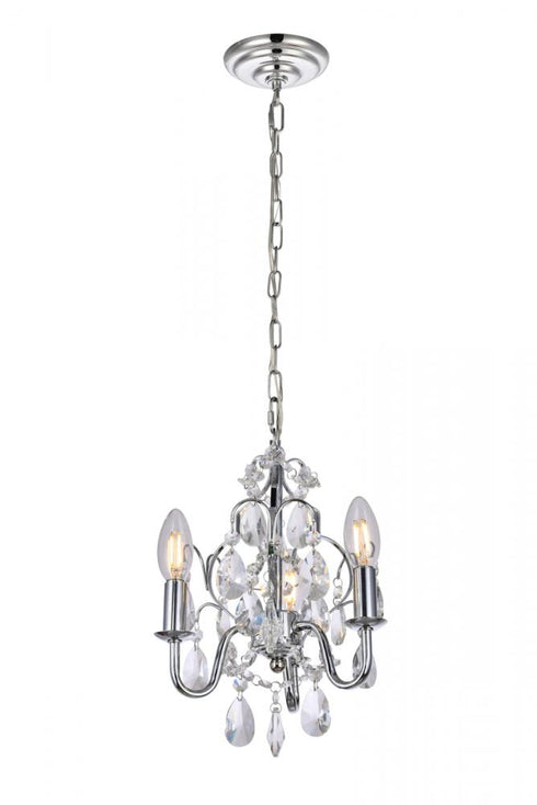 Elegant Lighting 3 Light Kaede Collection Pendant D9.5 H12.2 Lt:3 in Chrome Finish Model: LD5020D9C