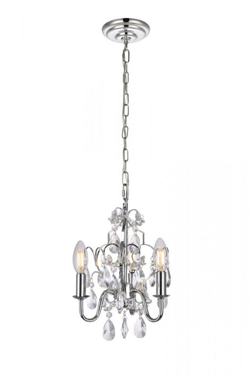 Elegant Lighting 3 Light Kaede Collection Pendant D9.5 H12.2 Lt:3 in Chrome Finish Model: LD5020D9C