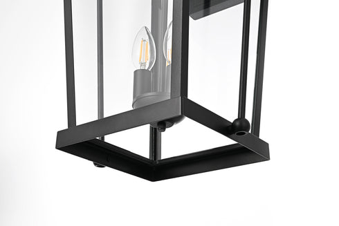 Elegant Lighting 3 Light Luz 24 inch Outdoor Wall sconce in Black in Black and Clear Finish Model: OD605W24BK