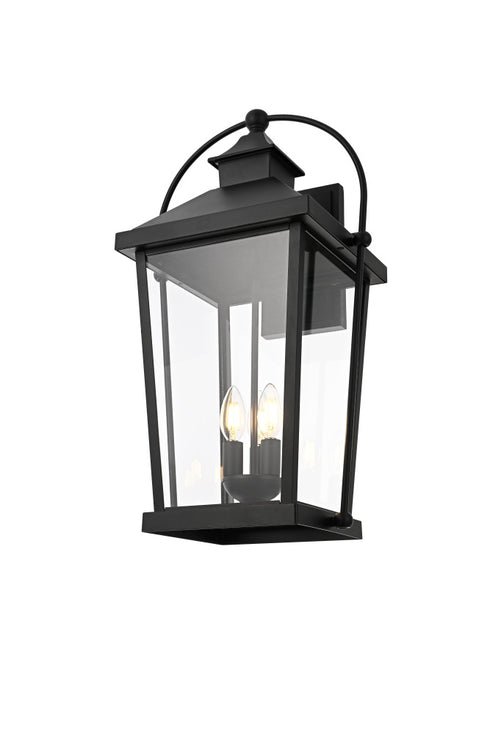Elegant Lighting 3 Light Luz 24 inch Outdoor Wall sconce in Black in Black and Clear Finish Model: OD605W24BK