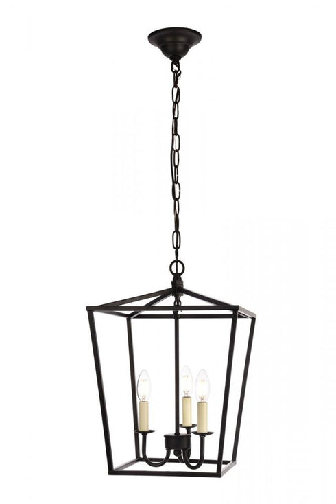 Elegant Lighting 3 Light Maddox Collection Pendant D12.5 H18.25 Lt:3 in Black Finish Model: LD6008D12BK