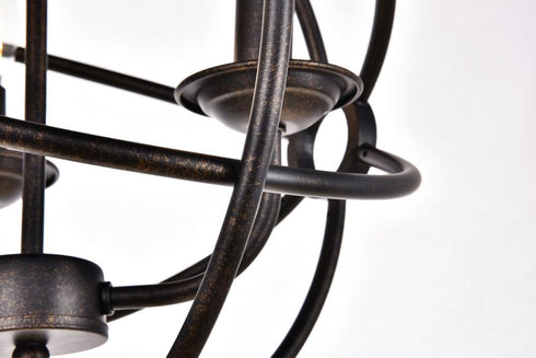 Elegant Lighting 3 Light Octavia Collection Pendant D14 H15 Lt:3 Dark brown Finish Model: LD4006D14DB
