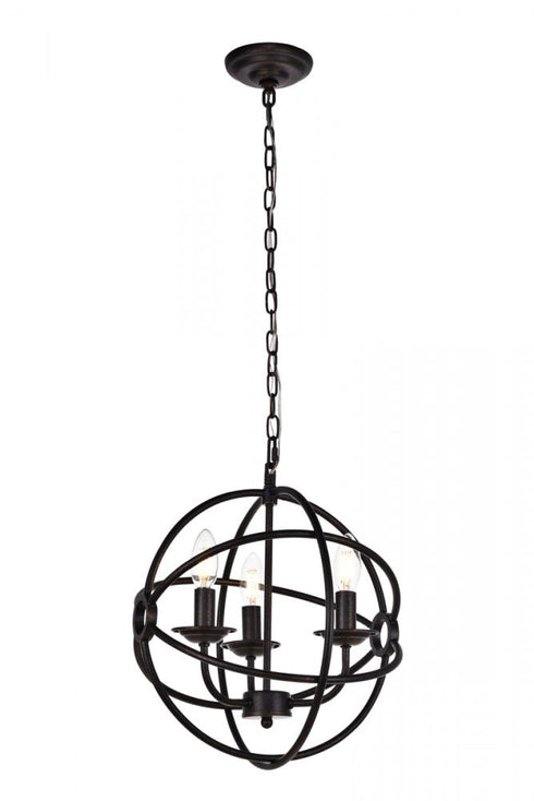Elegant Lighting 3 Light Octavia Collection Pendant D14 H15 Lt:3 Dark brown Finish Model: LD4006D14DB