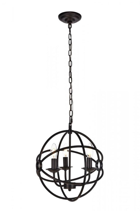 Elegant Lighting 3 Light Octavia Collection Pendant D14 H15 Lt:3 Dark brown Finish Model: LD4006D14DB