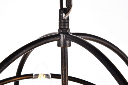 Elegant Lighting 3 Light Octavia Collection Pendant D14 H15 Lt:3 Dark brown Finish Model: LD4006D14DB