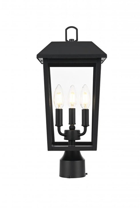 Elegant Lighting 3 Light Riggs 8 x 18 inch Outdoor Post Light in Black Model: OD502P18BK