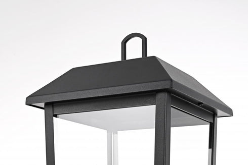 Elegant Lighting 3 Light Riggs 8 x 18 inch Outdoor Post Light in Black Model: OD502P18BK