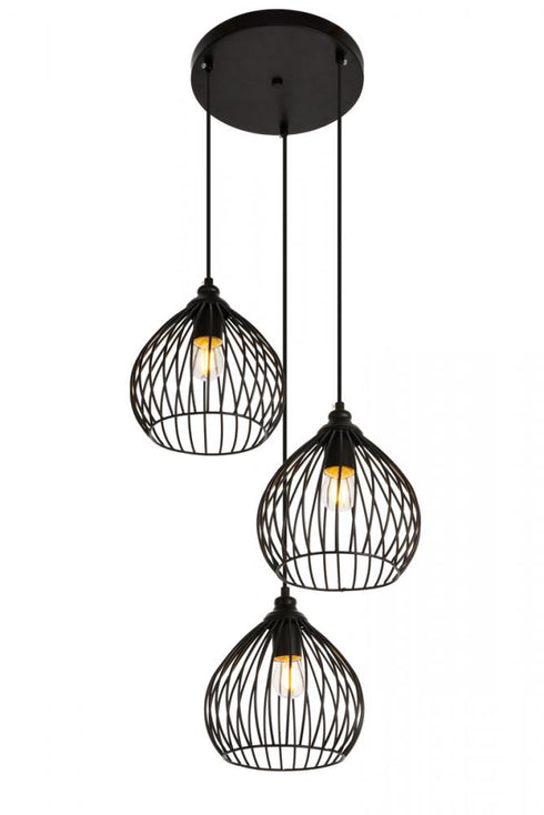 Elegant Lighting 3 Light Sayer Collection Pendant D16.0 H23.1 Lt:3 in Black Finish Model: LDPD2095