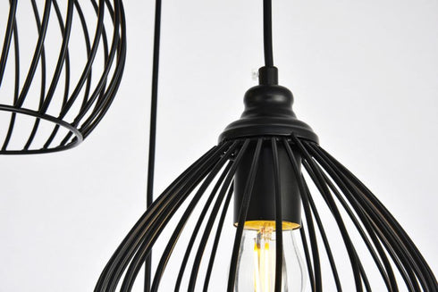 Elegant Lighting 3 Light Sayer Collection Pendant D16.0 H23.1 Lt:3 in Black Finish Model: LDPD2095