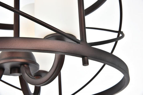 Elegant Lighting 3 Light Wren Collection Pendant D15.8 H17.3 Lt:3 Dark Copper Brown and frosted white Finish in Dark Copper Brown and White Finish Model: LD5013D16DCB