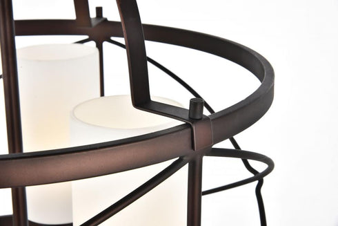 Elegant Lighting 3 Light Wren Collection Pendant D15.8 H17.3 Lt:3 Dark Copper Brown and frosted white Finish in Dark Copper Brown and White Finish Model: LD5013D16DCB