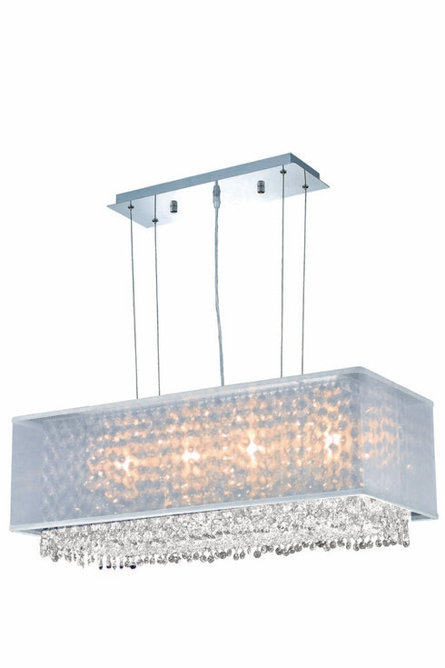 Elegant Lighting 4 Light 1691 Moda Collection Hanging Fixture With Silver Fabric Shade L29 Inch W13 Inch H11 Inch Lt:4 in Chrome Finish (Ro Model: 1691D29C-CL03/RC