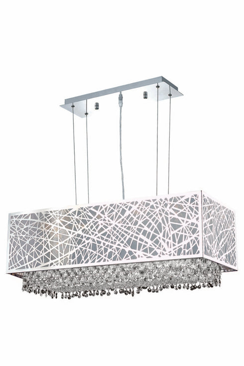 Elegant Lighting 4 Light 1791 Moda Collection Hanging Fixture With Metal Shade L29 Inch W13 Inch H11 Inch Lt:4 in Chrome Finish (Royal Cut Model: 1791D29C-CL03/RC