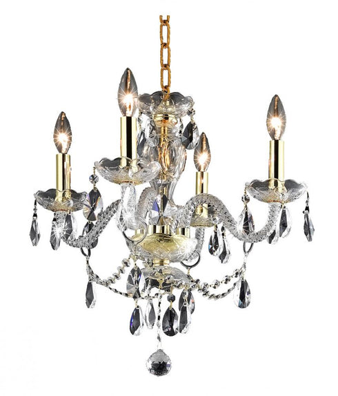 Elegant Lighting 4 Light 7834 Princeton Collection Hanging Fixture D17 Inch H18 Inch Lt:4 in Gold Finish (Royal Cut Crystal Clear) Model: 7834D17G/RC+SH