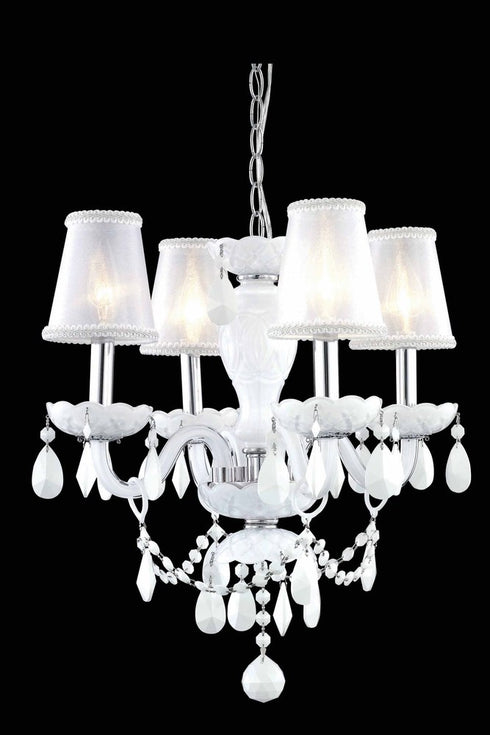 Elegant Lighting 4 Light 7834 Princeton Collection Hanging Fixture D17 Inch H18 Inch Lt:4 in White Finish (Royal Cut Crystal in White) Model: 7834D17WH-WH/RC+SH