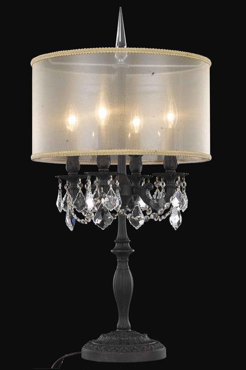 Elegant Lighting 4 Light 9204 Rosalia Collection Table Lamp With Gold Round Shade D16 Inch H31 Inch Lt:4 in Dark Bronze Finish (Elegant Model: 9204TL12DB+SH-1R16G/EC