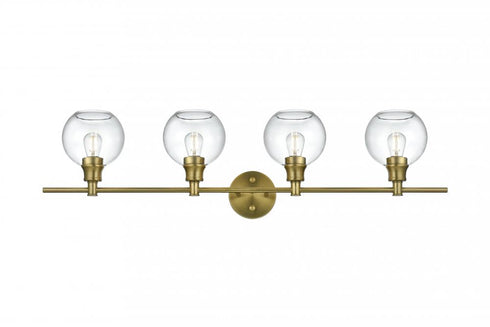 Elegant Lighting 4 Light Collier 4 Light in Satin Gold and Clear Glass Wall Sconce Model: LD2322SG