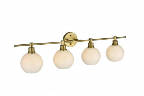 Elegant Lighting 4 Light Collier 4 Light in Satin Gold and Frosted White Glass Wall Sconce Model: LD2323SG