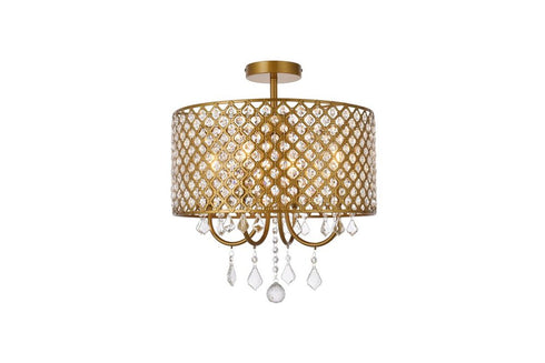 Elegant Lighting 4 Light Elise 14 inch flush mount in black Model: LD710F14BK