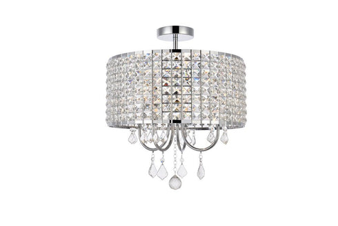 Elegant Lighting 4 Light Elise 14 inch flush mount in black Model: LD712F14BK