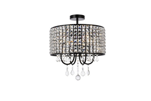 Elegant Lighting 4 Light Elise 14 inch flush mount in black Model: LD712F14BK