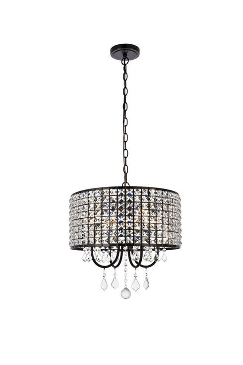 Elegant Lighting 4 Light Elise 14 inch pendant in black Model: LD713D14BK