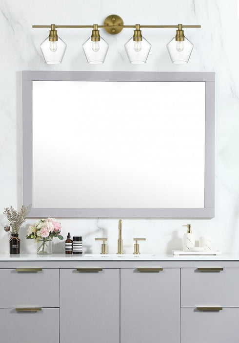 Elegant Lighting 4 Light Gene 4 Light in Satin Gold and Clear Glass Wall Sconce Model: LD2320SG
