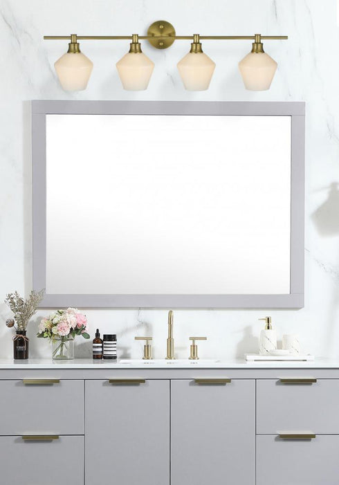 Elegant Lighting 4 Light Gene 4 Light in Satin Gold and Frosted White Glass Wall Sconce Model: LD2321SG