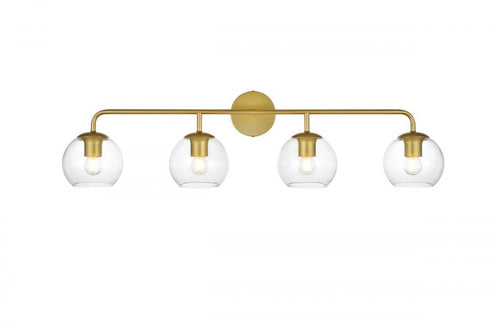 Elegant Lighting 4 Light Genesis 4 Light in Black and Clear Bath Sconce Model: LD7321W37BLK