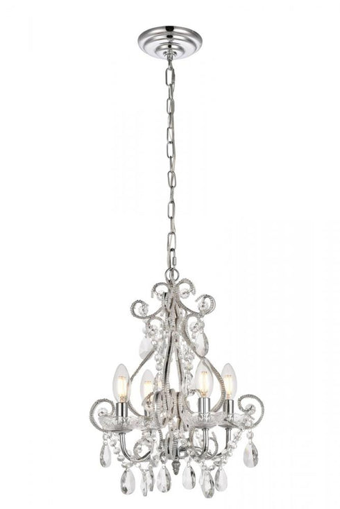 Elegant Lighting 4 Light Kato Collection Pendant D12.6 H16.3 Lt:4 polished Black Finish Model: LD5018D12BK