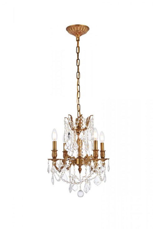 Elegant Lighting 4 Light Rosalia Hang D17 Inch H21 Inch L4 DB G RC in Dark Bronze Finish Model: 9204D17DB-GT/RC