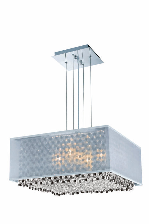 Elegant Lighting 5 Light 1694 Moda Collection Hanging Fixture With Silver Fabric Shade L21 Inch W21 Inch H11 Inch Lt:5 in Chrome Finish (S Model: 1694D21C-CL03/SS