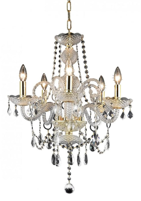 Elegant Lighting 5 Light 7835 Princeton Collection Hanging Fixture D20 Inch H22 Inch Lt:5 in Gold Finish (Royal Cut Crystal Clear) Model: 7835D20G/RC+SH