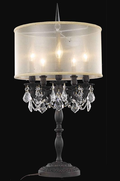 Elegant Lighting 5 Light 9205 Rosalia Collection Table Lamp With Gold Round Shade D16 Inch H31 Inch Lt:5 in Dark Bronze Finish (Royal Cu Model: 9205TL13DB+SH-1R16G/RC