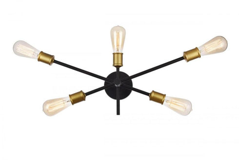 Elegant Lighting 5 Light Axel Collection Wall Sconce D24.7 H9.9 Lt:5 in Black and Brass Finish Model: LD8003W24BK