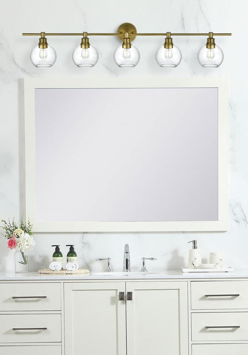Elegant Lighting 5 Light Collier 5 Light in Satin Gold and Clear Glass Wall Sconce Model: LD2326SG