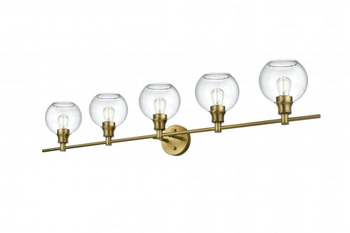 Elegant Lighting 5 Light Collier 5 Light in Satin Gold and Clear Glass Wall Sconce Model: LD2326SG