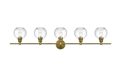 Elegant Lighting 5 Light Collier 5 Light in Satin Gold and Clear Glass Wall Sconce Model: LD2326SG