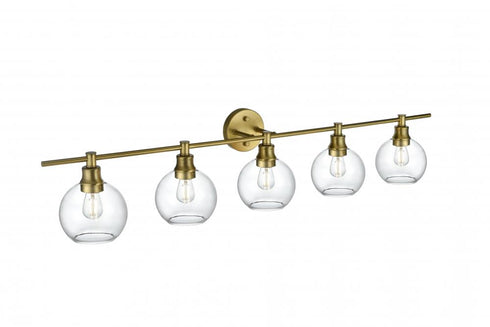 Elegant Lighting 5 Light Collier 5 Light in Satin Gold and Clear Glass Wall Sconce Model: LD2326SG