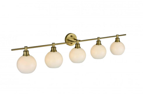 Elegant Lighting 5 Light Collier 5 Light in Satin Gold and Frosted White Glass Wall Sconce Model: LD2327SG