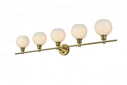 Elegant Lighting 5 Light Collier 5 Light in Satin Gold and Frosted White Glass Wall Sconce Model: LD2327SG